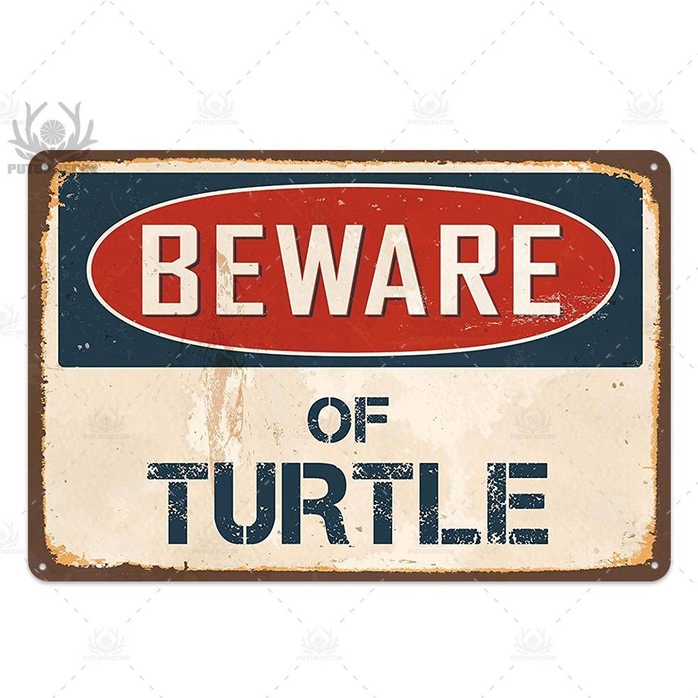 Putuo Decor Beware Vintage Tin Sign Funny Warning Danger Plaque Metal Wall Poster Painting for Room House Shop Bar Man Cave