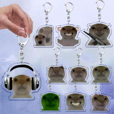 Beliebte Niedliche Katze Lustige Schlüsselanhänger für Zubehör Tasche Haustier Katzenliebhaber Meme Miau Schlüsselanhänger Ring Schmuck Fans Geschenke Schlüsselanhänger