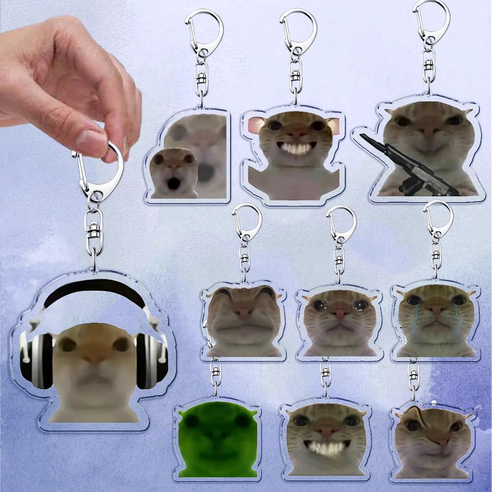 Beliebte Niedliche Katze Lustige Schlüsselanhänger für Zubehör Tasche Haustier Katzenliebhaber Meme Miau Schlüsselanhänger Ring Schmuck Fans Geschenke Schlüsselanhänger