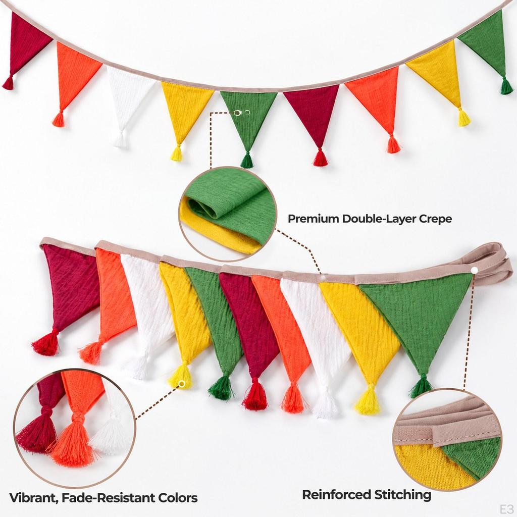 Triangle Bunting Banner Nursery Garland 2.6M Party Supplies Wall Decor Pennant Flags for