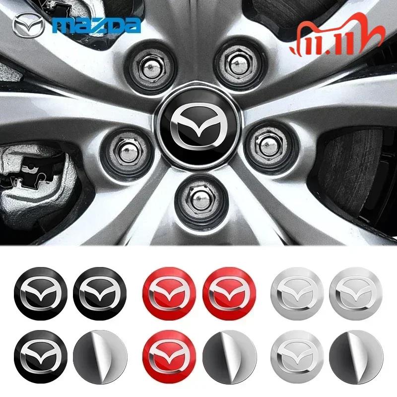 4X Car Wheel Center Hub Cap Badge Emblem Decal Wheel Sticker For Mazda 2 3 5 6 M5 Ms CX-4 CX-5 CX6 M3 M6 MX3 MX5 Car Accessories h1
