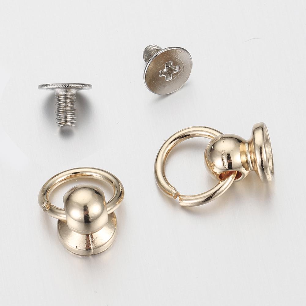 20pcs Metal Ball Post With O Ring Studs Rivets Nail Screwback Round Head Spots Spikes Leather Craft Phone Case Decor Accessories