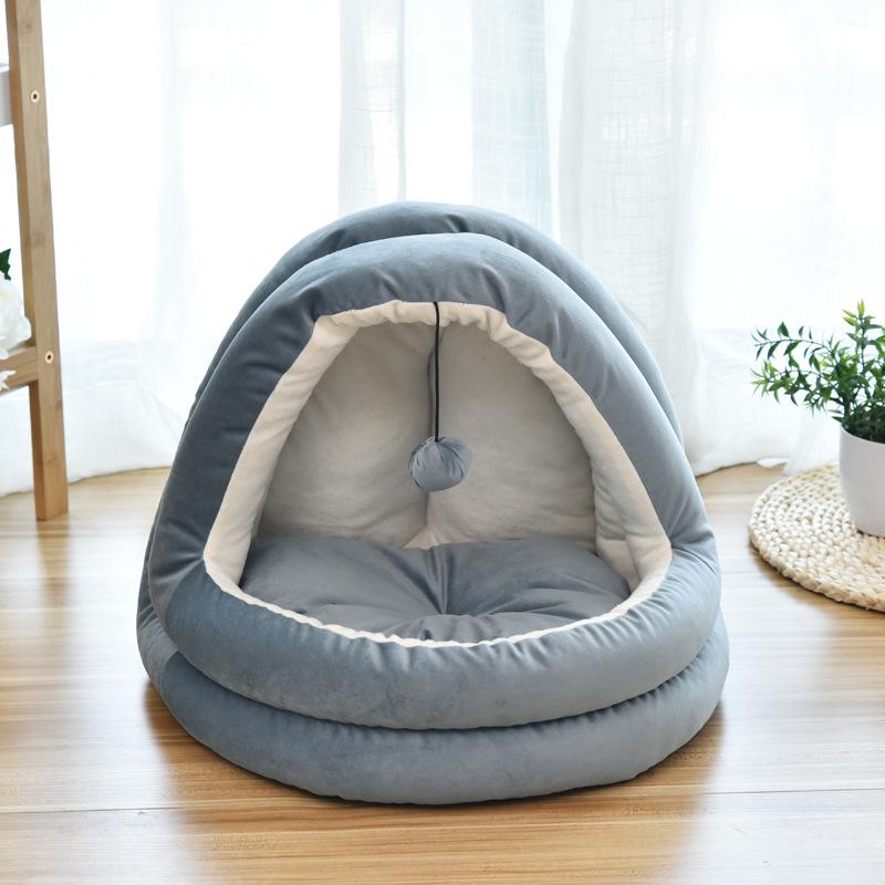 

Новая крутая конура для кошек и собак для маленьких и средних питомцев Мягкая теплая кровать-гнездо для щенков Диван Дом Кровати для собак Дом с ковриком Товары для питомцев Дропшиппинг M 38x33x33cm