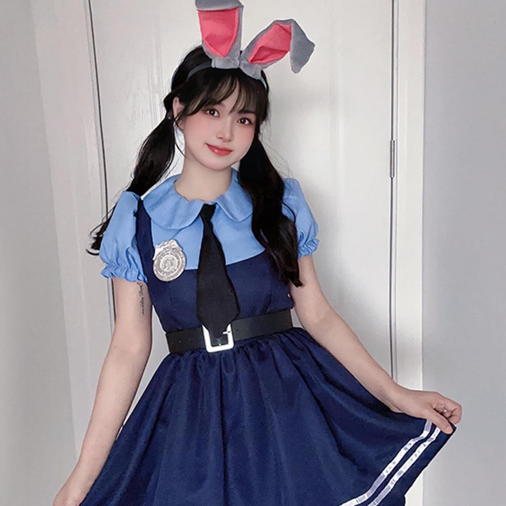 Asminlee Zootopia Cosplay Police Animal Costume, Character Halloween Cosplay, Cute Rabbit Police, Anime Animal Metropolis Cosplay, Includes Tie,