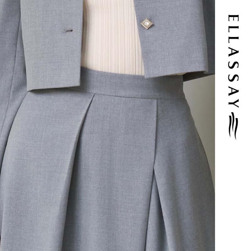 ELLASSAY High-Waist Pleated Asymmetric Midi Skirt
