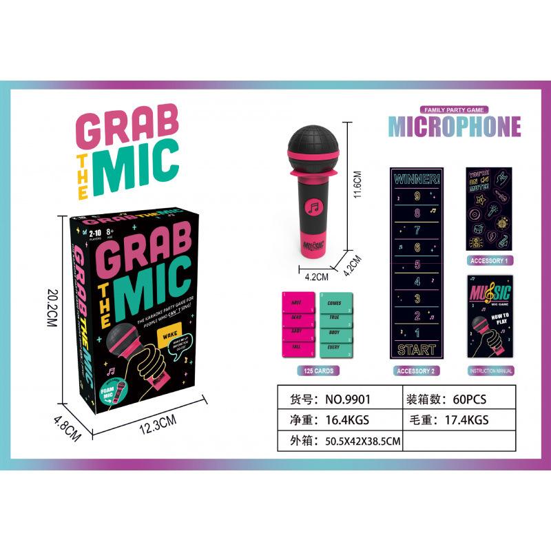 Grab The Mic Karaoke Hra, Zábavná Desková Hra pro Děti i Dospělé, Perfektní pro Párty & Narozeniny