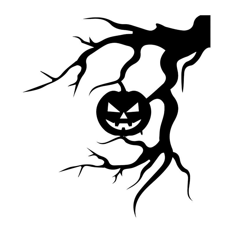 

1Pc Pumpkin Tree Funny Car Decals Water-Repellent For Auto Window Trunk Body Fuel Tank Vinyl Decals Halloween Vehicle Ornament 9.4X10CM (S)