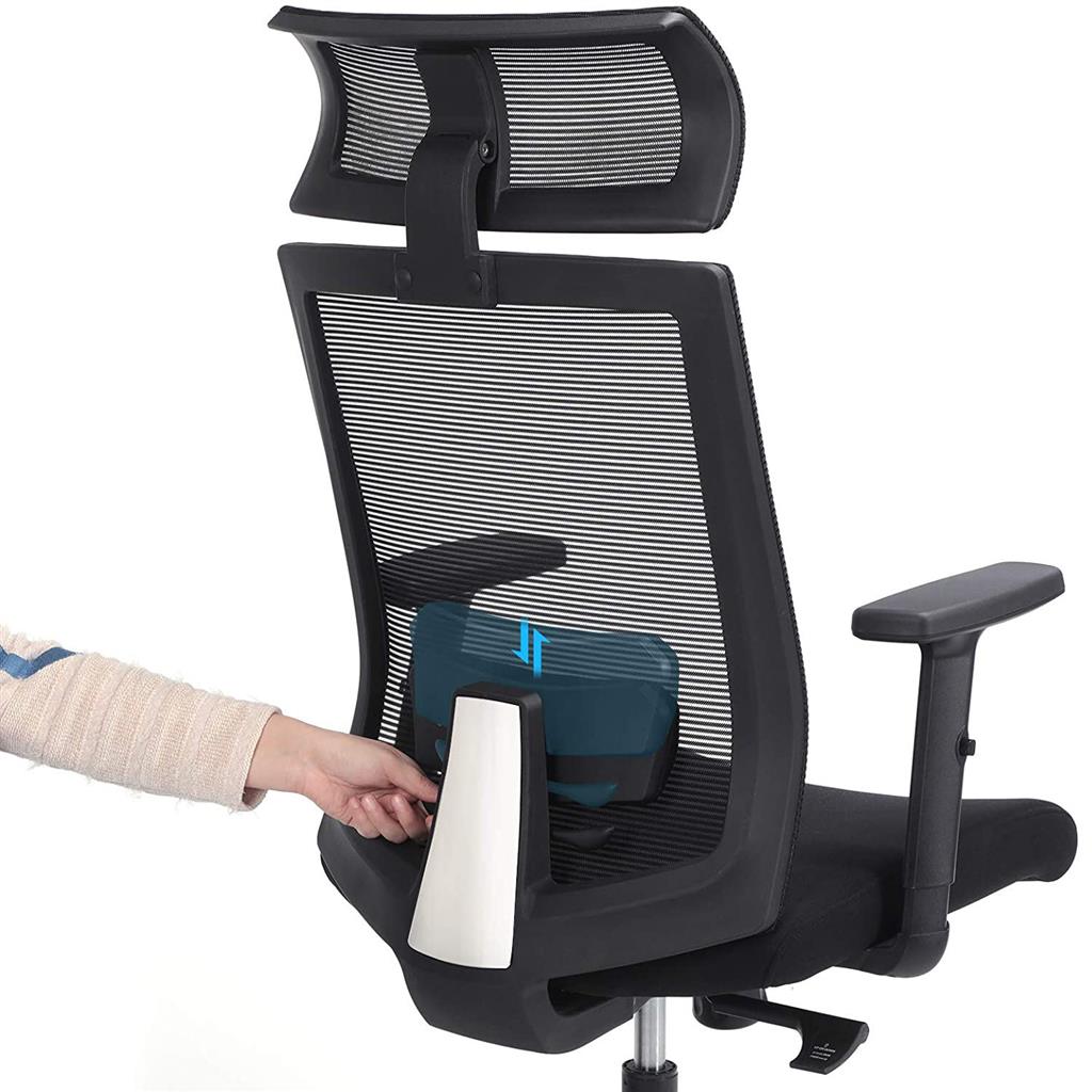 SONGMICS Office Chair, Desk Mesh Chair, Ergonomic Computer Chair, 360 Degrees Swivel Chair, Adjustable Lumbar Support, Headrest, and Armrests
