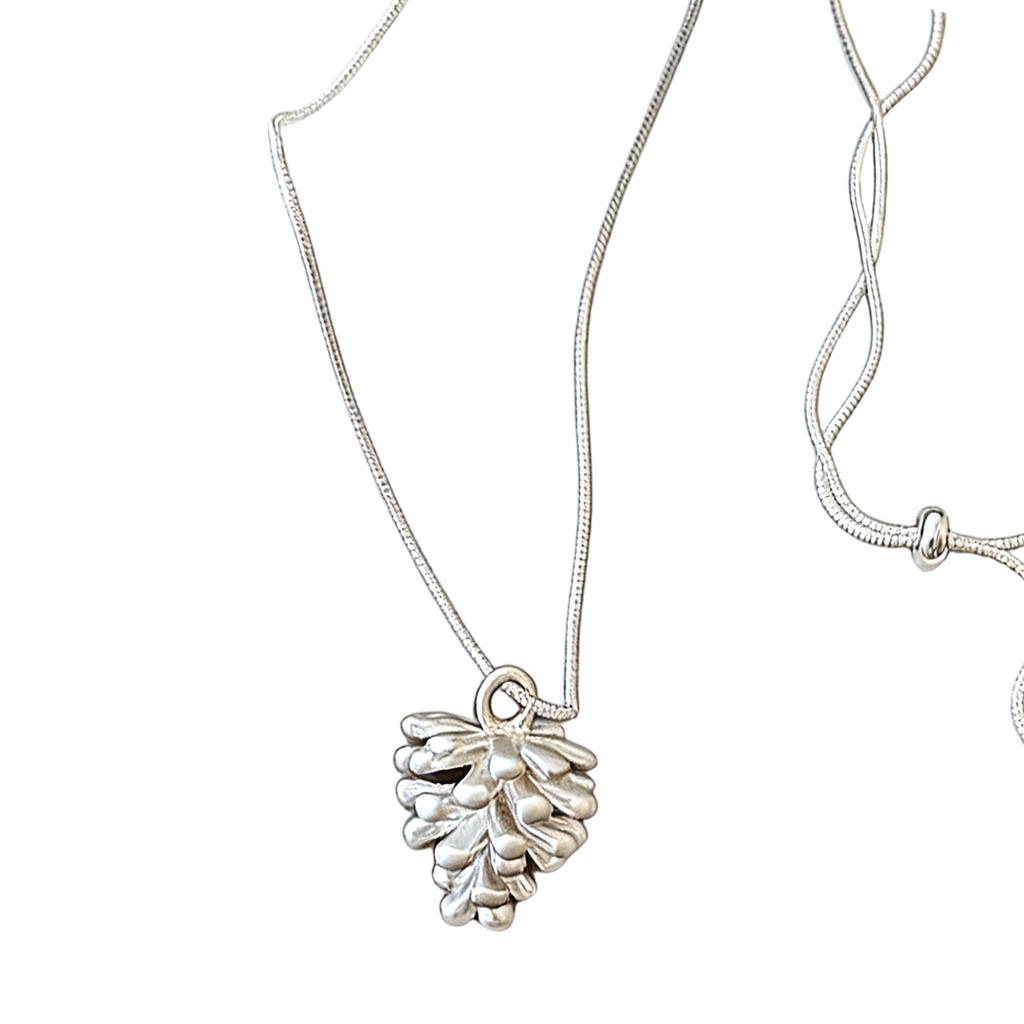 Silver Pine Cone Necklace for Women Adjustable Chain for Birthdays Special Occasions Jewelry Present