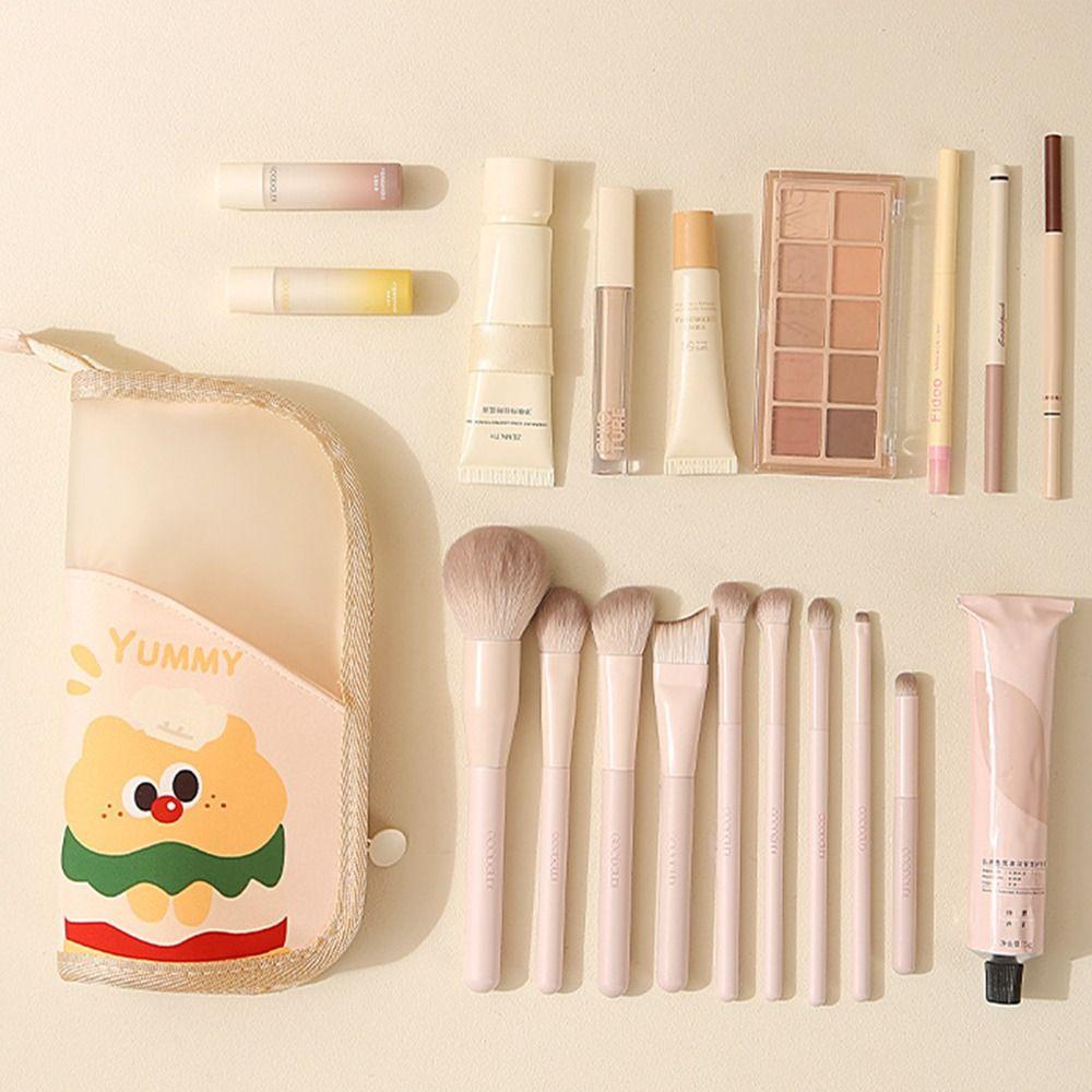 Waterproof Stand Cosmetic Bag Folding Design Makeup Brush Holder Daily Makeup Organizer