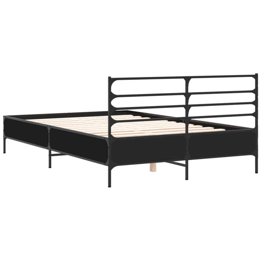 Bed Frame Black 140 x 200 cm Particleboard and Metal