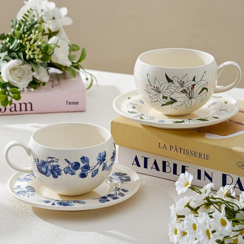 Deou Starlight Ceramic Pastoral Coffee Cup and Saucer