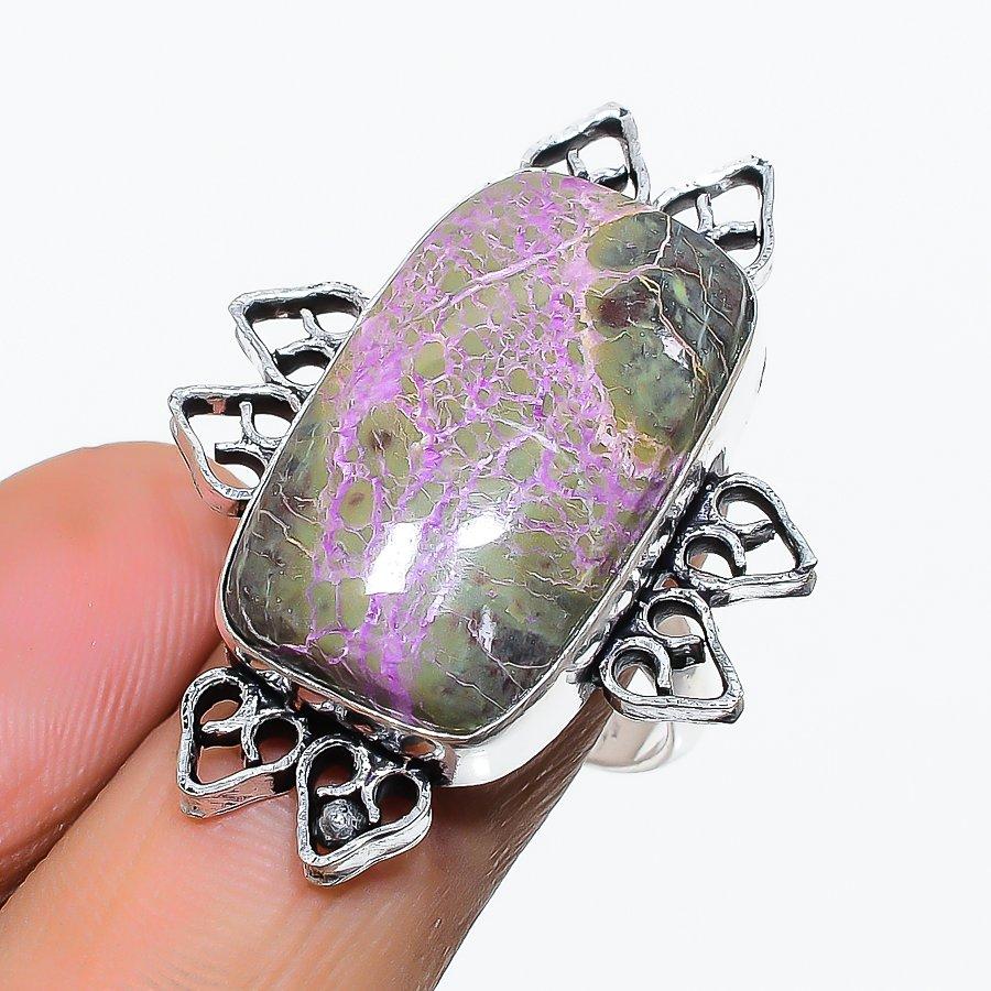 

Purpurite Gemstone 925 Sterling Silver Jewelry Ring Size Adjustable SU-10556