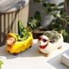 Resin Dachshund Planter, Decorative Small Plant Pot with Drainage Hole, Cute Puppy Planter for Succulents Small Indoor Plants