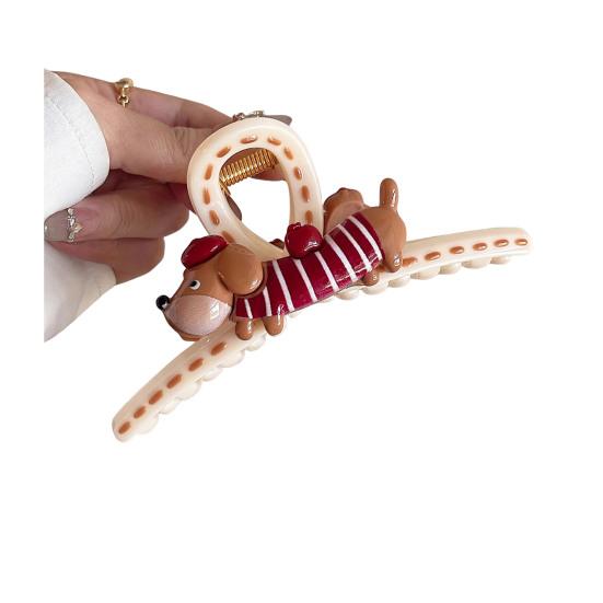 Hair Claw Cartoon Dog Design No Pressure Strong Grip Hair Clip