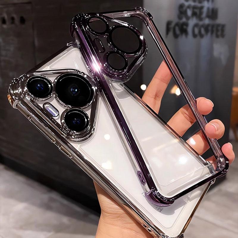 Plating Lens Protection Film Phone Case For Pura 80 Pro Plus 80 Ultra 80 Pro+ Four Corners Anti-shock Protection Cover Bumper