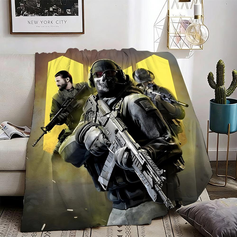 C-Call Of Duty Ghosts Throw Lightweight 240g Flannel Blanket Soft Skin-friendly for Summer Cooling 75X95CM