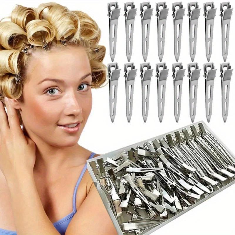 20/100pcs Positioning Metal Hair Clips Duck Billed Hairpins for Women Styling Tools Barber Hair Cut Clamps DIY Curls for Salon