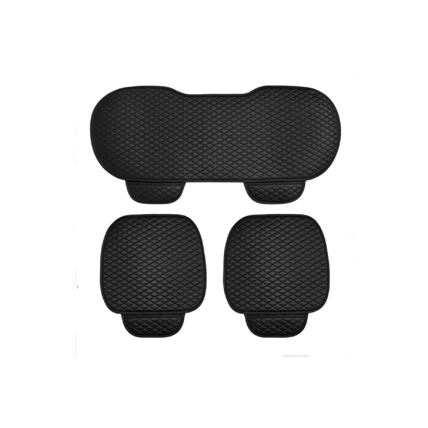 

Подушки для автомобильных сидений спереди и сзади, набор из 3 предметов, добавят стиль вашему автомобилю, черная кожа, черный узор