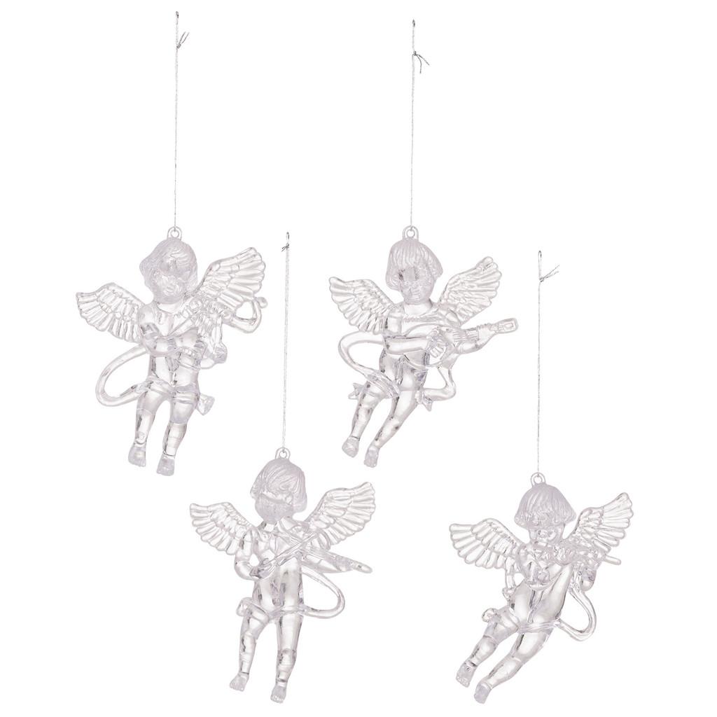 

Set Of Four Vibrant Transparent Acrylic Angel Ornaments For Stunning Displays Holiday