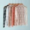 Spring and Autumn Women Floral Lace Shirt  Long Sleeve Sexy Mesh Bottoming Shirts Mock Neck Blouse T-Shirt Pullover Top
