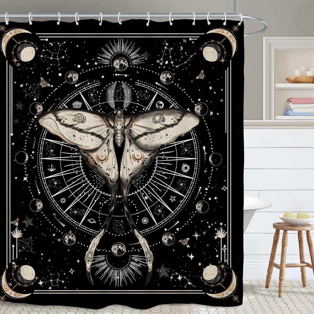 Funny Skeleton Skull Bathroom Shower Curtain Black White Hilarious Man Cool Polyester Fabric 12 Plastic Hooks Waterproof Decor