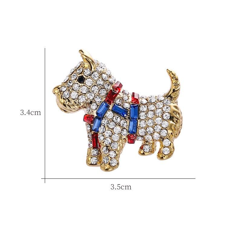 Blucome Rhinestone Small Dog Brooches For Women 2 Colors Available Animal Pin Fashion Bagpack Badages High Quality