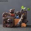 1PCS Ceramic Tea Pet Ornaments Small Buddha Statue Monk Figurine Desktop Flower Pot Hydroponic Plant Decoration Tea  Accessories