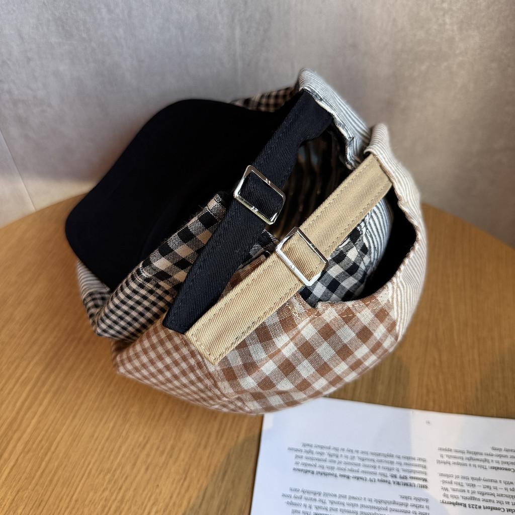 Color Grid Solid Vintage Beret Women Adjustable Fit Sunshade All Cap Seasons