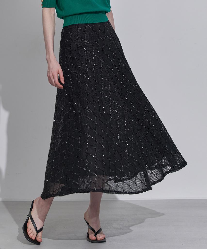 Leni And Mccoy Banded Glitter Pattern Flare Skirt Mm10Sk072Fcy