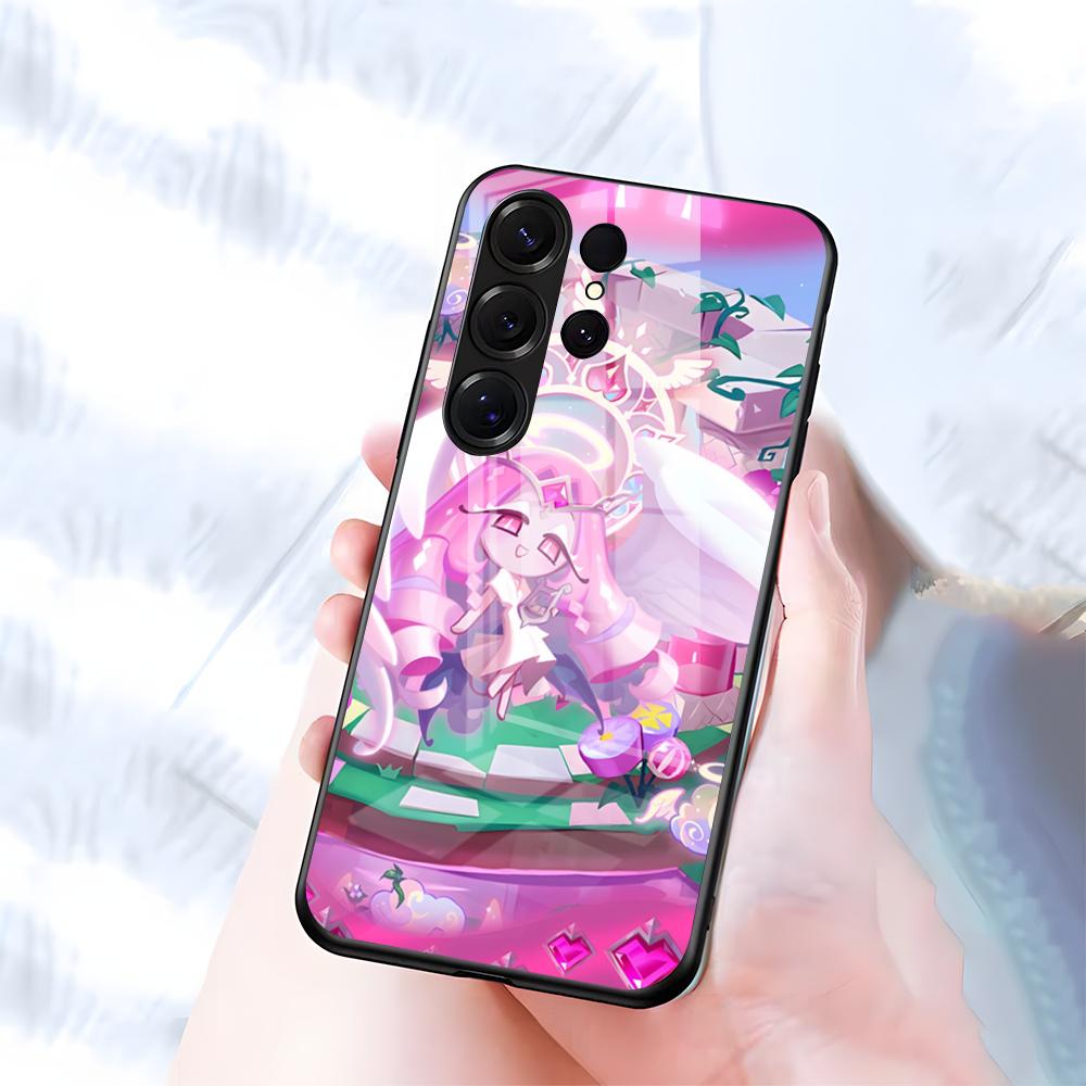 

Чехол для телефона C-Cookie Run K-Kingdom Для Samsung S26 S25 S24 FE S23 S22 S21 Plus S20 Ultra Note20Ultra Черная стеклянная крышка Galaxy S24