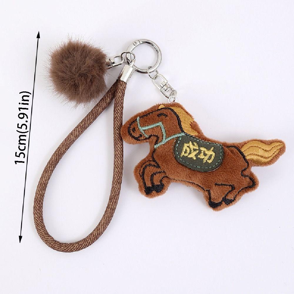 Embroidery Stuffed Animal Keyring Soft Plush Horse Doll Pendant Mini Horse Keychain Car Decoration