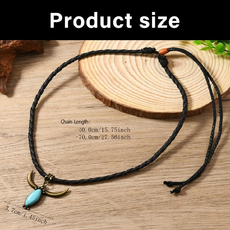 Unique Turquoise Bull Head Pendant Necklace Soft Leather Ethnic Jewelry For Festival Outfits