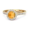 Citrine Round Halo Accents Ring - 925 Sterling Silver Gold Vermeil