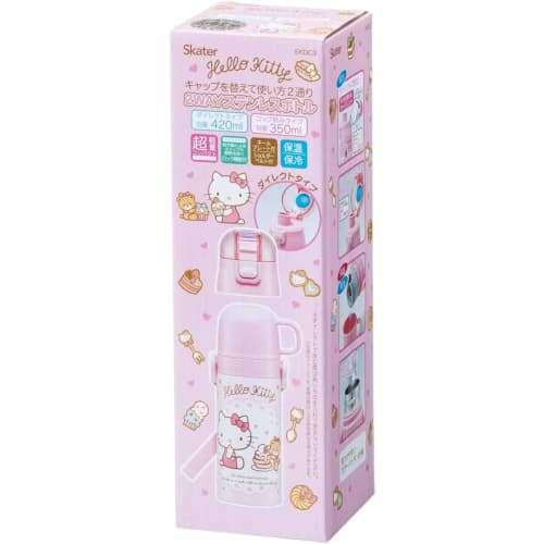Borraccia Skater Hello Kitty Sweets Shop Sanrio 350ml Tazza per bere diretta per bambini Bere 2WAY con tazza in acciaio inossidabile SKDC3-A