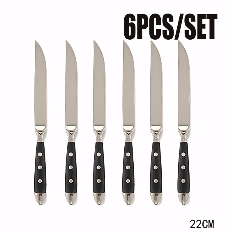 Black Western Stainless Steel Cutlery Sets Restaurant Knife Fork and Spoon Set Table Full Dining Service Steak Knife Teaspoon