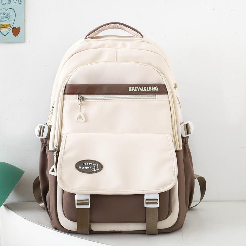 Schoolbag new schoolbag female Korean version ins large capacity middle and high school students backpack contrasting color primary school