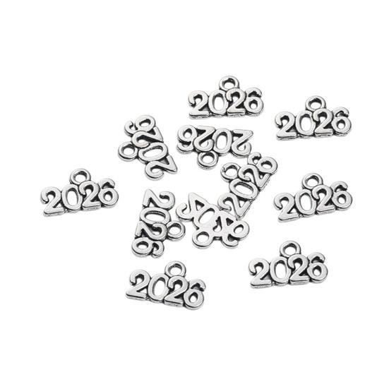Yousheng 50Pcs 2026 Alloy Charm Vintage Number Decoration Charm Accessories DIY Keychain Jewelry Earring Bracelet Necklace Pendant