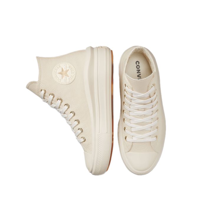 Converse Chuck Taylor All Star Move Platform High Elementi Dorati Sneakers da Donna Crema Naturale-Avorio Aironi A02189C