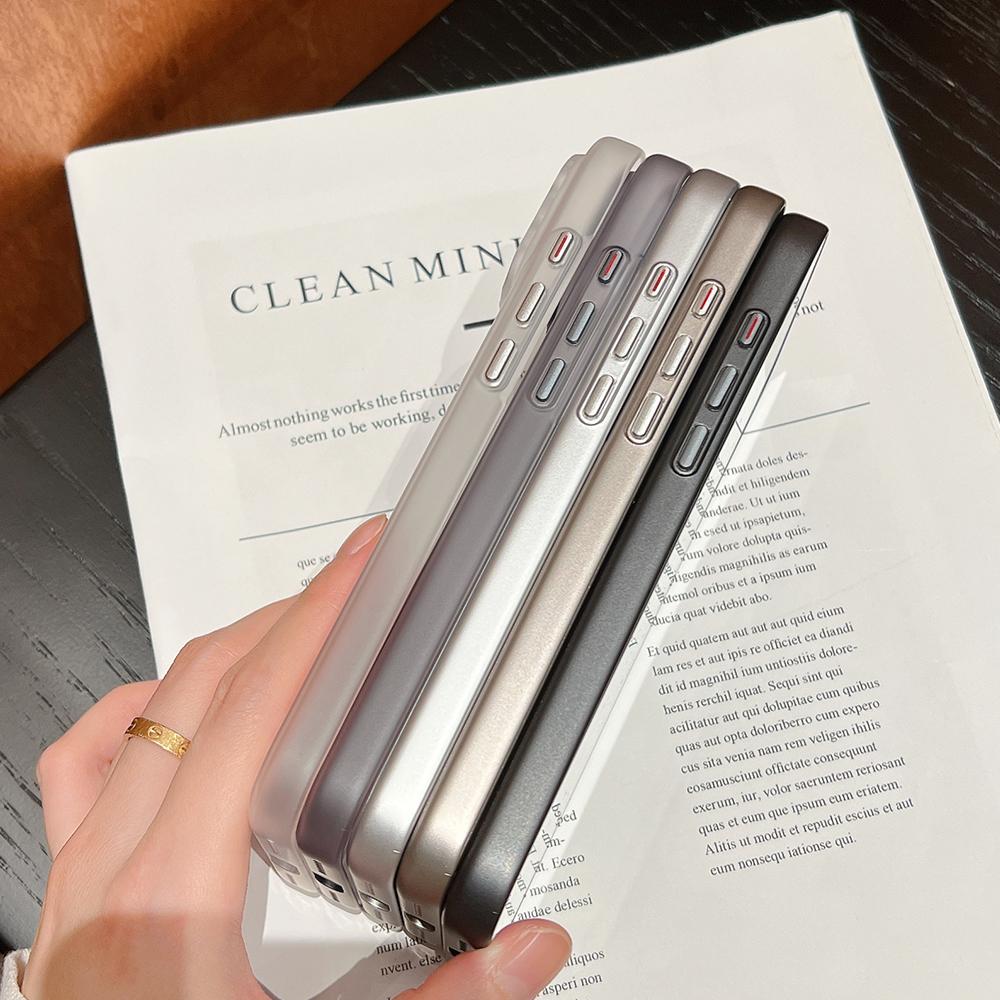 Matte Titanium Gray corrugated pattern phone case for iPhone 17 16 15 14 13 12 Pro Max Air Plus full shockproof hard back cover