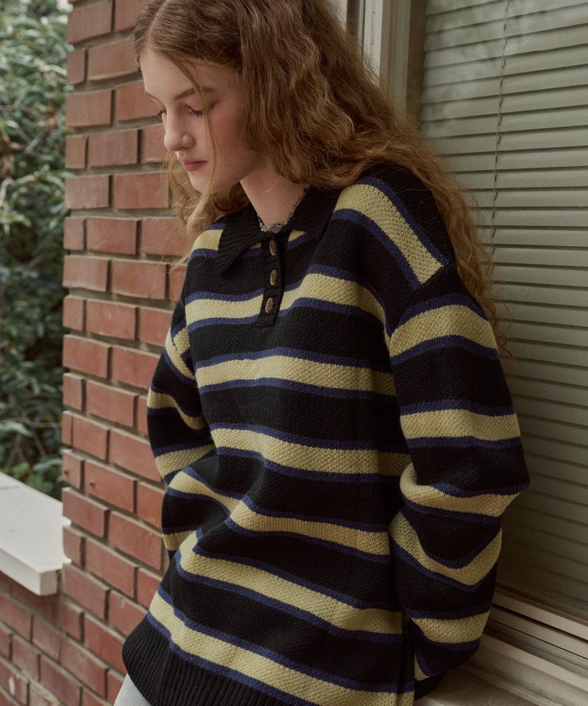 CPGN STUDIO Striped Rugby Knit Black