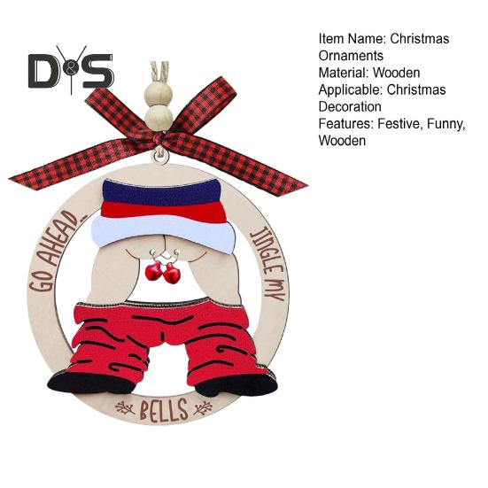 1/3Pcs Funny Christmas Ornaments Wooden Naughty Ugly Xmas Tree Hanging Sign Inappropriate Dirty Santa Decoration for Holiday Home Decor