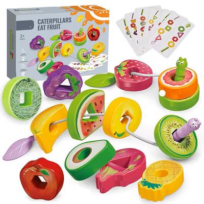 Montessori Threading Toys for Toddlers,Fruit Shape Image Cognition Learning ,Classifying And Stacking Fine Motor Skills Toys