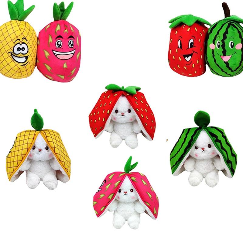 Cute Strawberry Bunny Plush Toy Soft And Fluffy Stuffed Animal For Kids And Girls