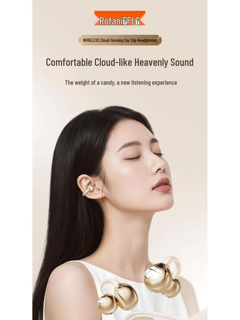 Rovani Bluetooth Ohrclip-Kopfhörer: Trendige Ästhetik, Wolkenkomfort, 5,4 Chip, Kein Ruckeln für Frauen.