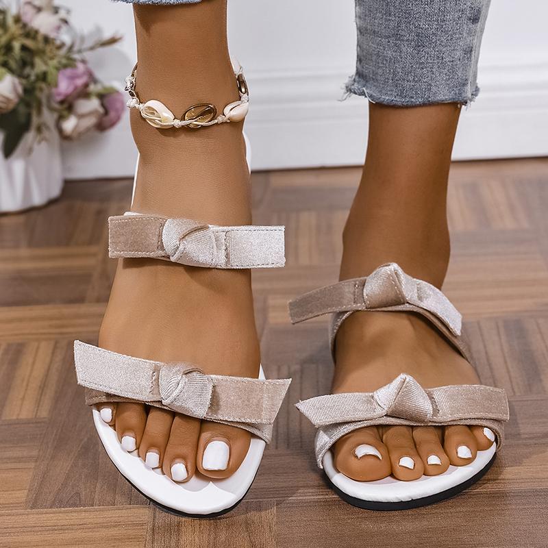 

Fashion Fashion Flat Heel Bowknot Slippers Women 2025 Summer Plus Size 36-43 Beach Sandals Woman Comfortable Non Slip Ladies Slides 43