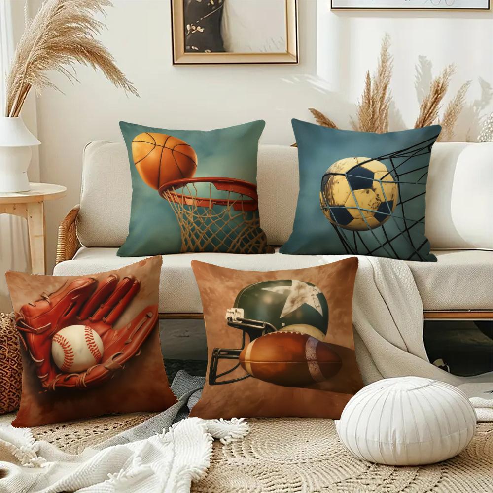 Basketball Football Sports Digital Printing Pillow Cover Short Plush Suitable Living Rooms Bedrooms Sofas Throw Cushion Cover