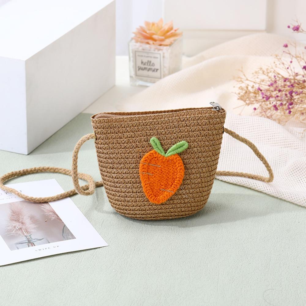 Новая соломенная сумка кроссбоди, плетеная фруктовая монетница, сумочка для девочек и детей