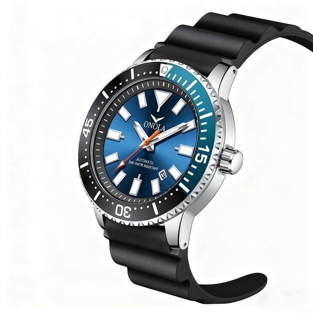 Mechanische Herrenuhr Lässig Sport Wasserdicht Armbanduhren Leuchtzifferblatt Silikonarmband Automatikuhr für Herren Datumsanzeige