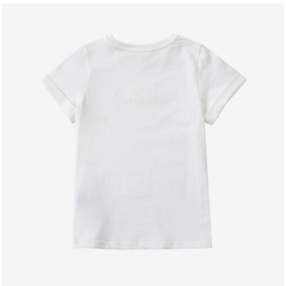 Chloe C20110 117 Logo Embroidery Kids Short Sleeve Tee